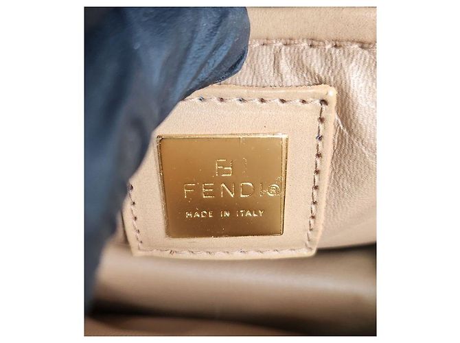 Fendi Mini mala tote Juka em lã bege Marrom - vista 12
