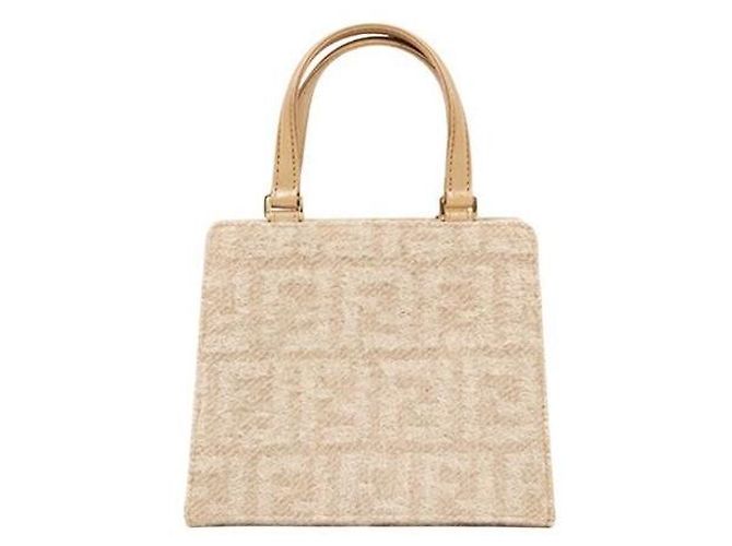 Fendi Mini mala tote Juka em lã bege Marrom - vista 3