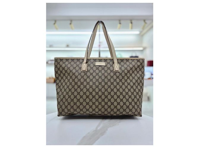 Borsa Shopper Gucci Bianca in Tela Bianco - vista 10