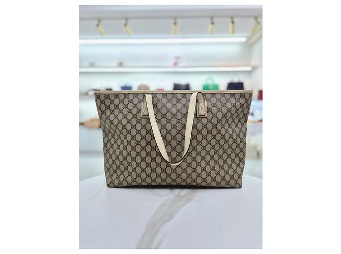 Borsa Shopper Gucci Bianca in Tela Bianco - vista 6
