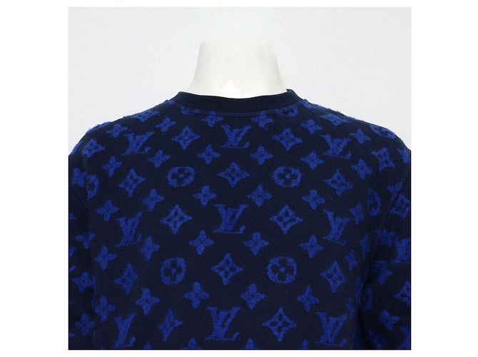 Louis Vuitton Herren-Pullover Sweatshirt aus Monogramm-Jacquard in Navy Blau - Ansicht 2