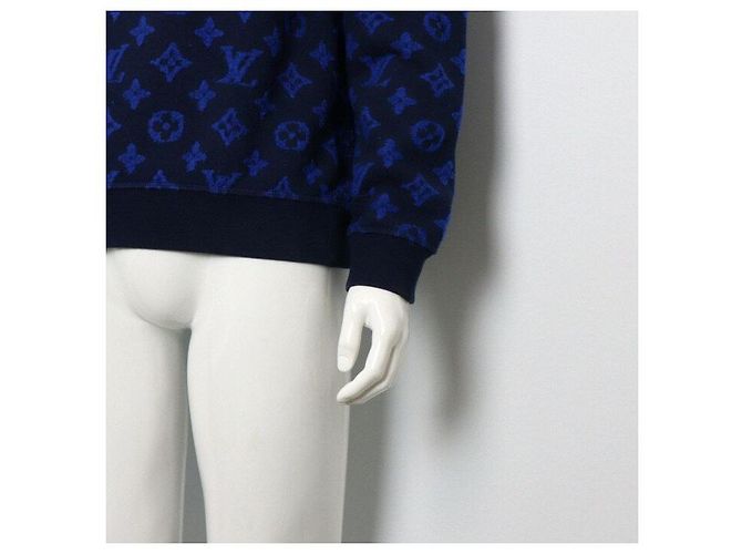 Louis Vuitton Herren-Pullover Sweatshirt aus Monogramm-Jacquard in Navy Blau - Ansicht 3