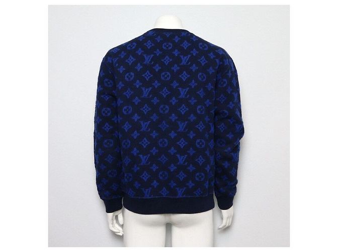 Louis Vuitton Herren-Pullover Sweatshirt aus Monogramm-Jacquard in Navy Blau - Ansicht 4