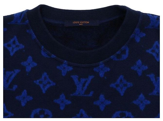 Louis Vuitton Herren-Pullover Sweatshirt aus Monogramm-Jacquard in Navy Blau - Ansicht 5