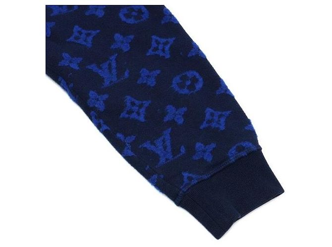 Louis Vuitton Herren-Pullover Sweatshirt aus Monogramm-Jacquard in Navy Blau - Ansicht 7
