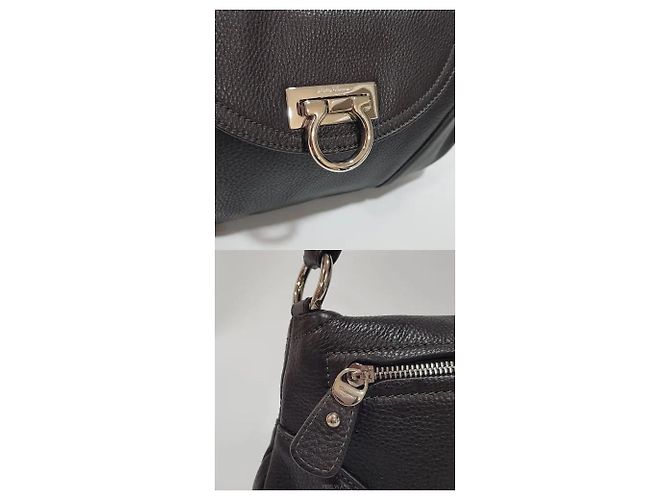 Salvatore Ferragamo Borsa a Tracolla Hobo Gancini Argento Nero - vista 4