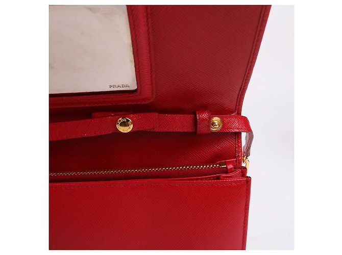 Prada Borsa Crossbody WOC Mirror Rossa in Saffiano Rosso - vista 10