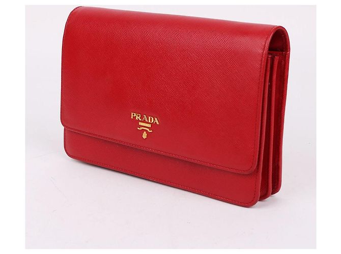 Prada Borsa Crossbody WOC Mirror Rossa in Saffiano Rosso - vista 3
