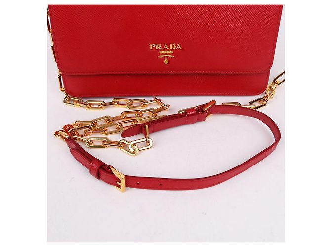 Prada Borsa Crossbody WOC Mirror Rossa in Saffiano Rosso - vista 5