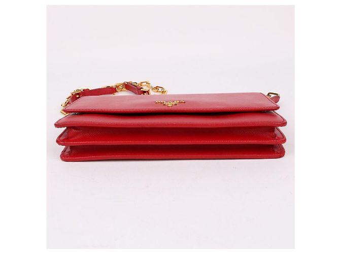Prada Borsa Crossbody WOC Mirror Rossa in Saffiano Rosso - vista 6