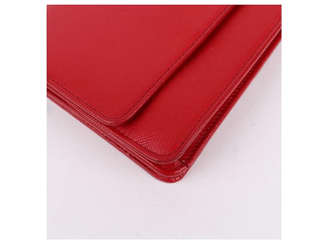 Prada Borsa Crossbody WOC Mirror Rossa in Saffiano Rosso - vista 7
