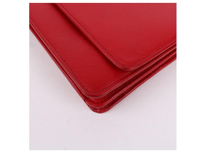 Prada Borsa Crossbody WOC Mirror Rossa in Saffiano Rosso - vista 8