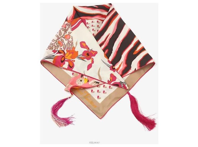 Louis Vuitton Sciarpa Sciallo con Nappine a Fiori Rosa - vista 2