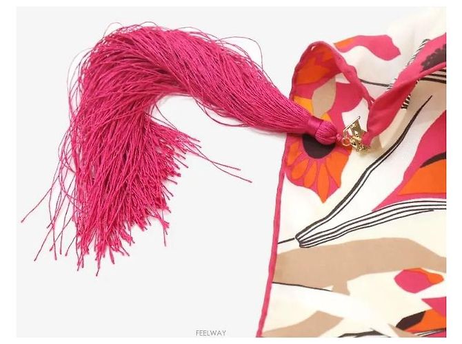 Louis Vuitton Sciarpa Sciallo con Nappine a Fiori Rosa - vista 6
