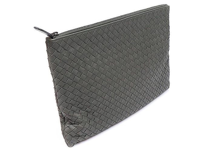 Bottega Veneta Clutch Large Pouch in Nappa Intrecciato Khaki Marrone - vista 3