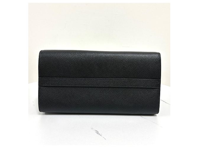 Prada Borsa Tote Saffiano Monochrome Borsa a Tracolla Nera Nero - vista 14