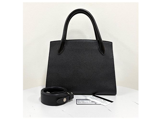 Prada Borsa Tote Saffiano Monochrome Borsa a Tracolla Nera Nero - vista 6