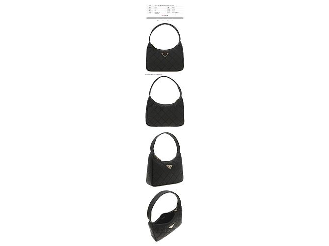 Prada Borsa Hobo trapuntata in nylon con logo triangolare Nero - vista 2