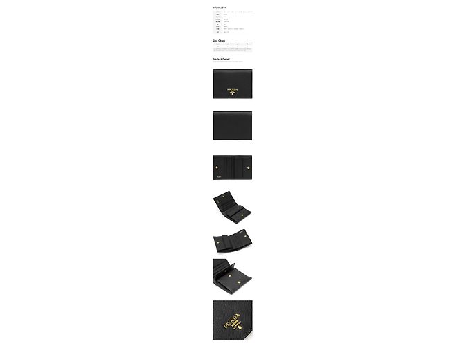 Prada Portamonete Saffiano con logo dorato Nero - vista 2