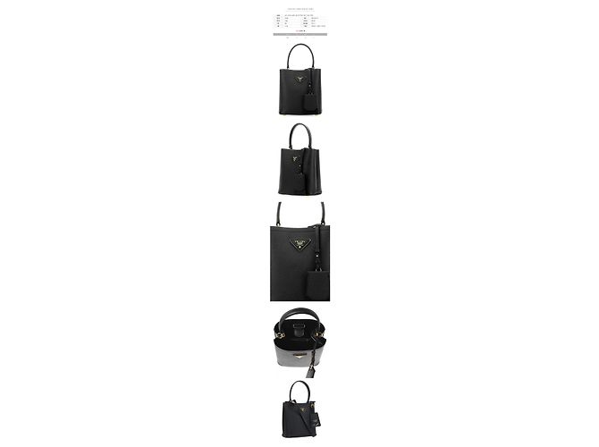 Prada Saffiano Double Small Bucket Bag Schwarz - Ansicht 2