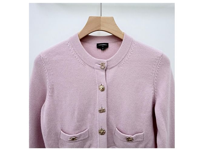 Chanel Cardigan in cashmere rosa chiaro - vista 2