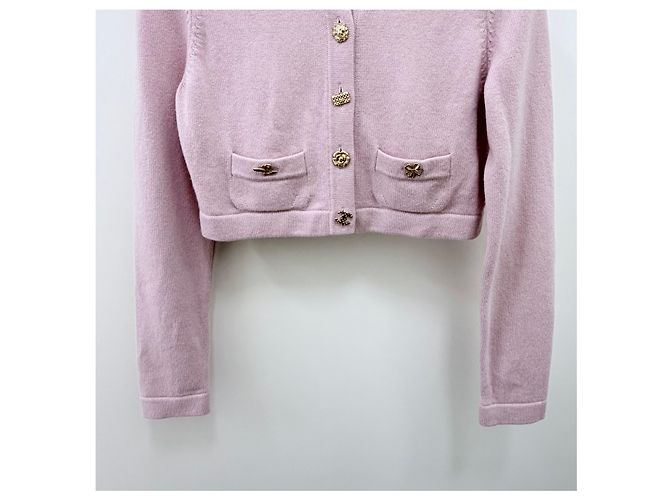 Chanel Cardigan in cashmere rosa chiaro - vista 3