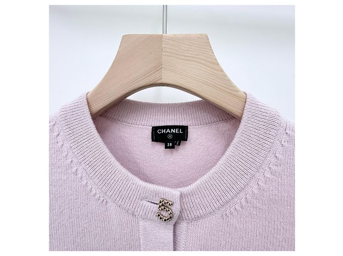 Chanel Cardigan in cashmere rosa chiaro - vista 5