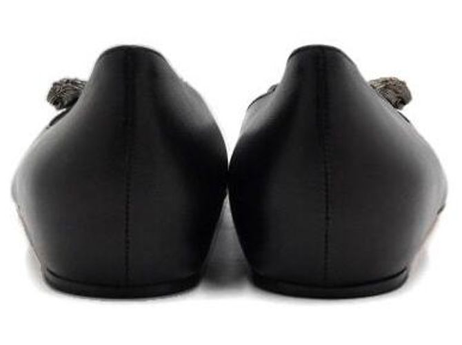 Gucci Ballerine Dionysus in pelle nera con logo argento Nero - vista 5