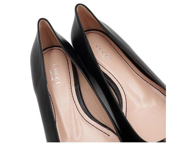 Gucci Ballerine Dionysus in pelle nera con logo argento Nero - vista 7
