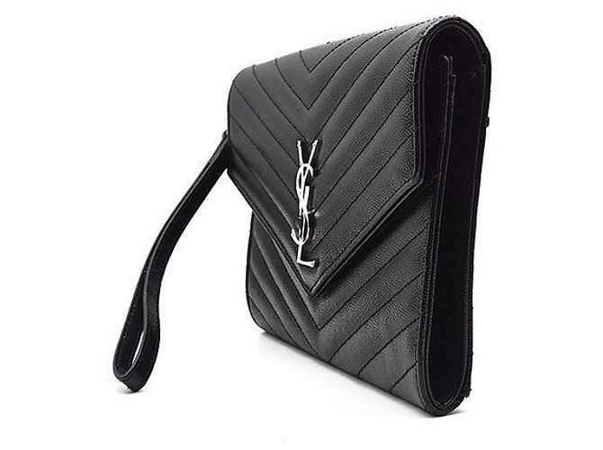 Saint Laurent Clutch con patta Monogram Cassandra Nero - vista 2