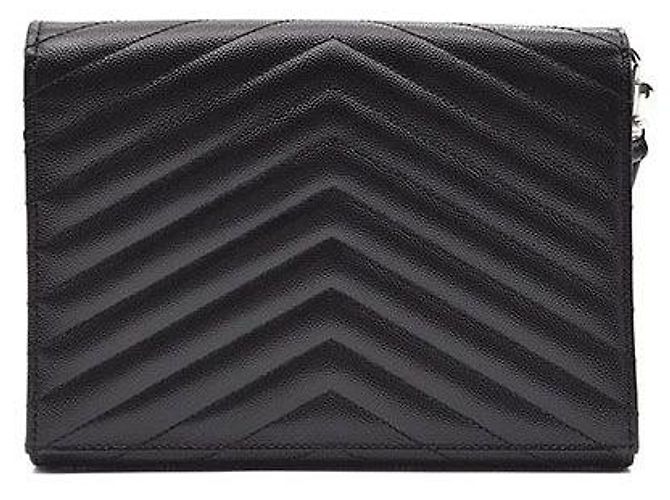 Saint Laurent Clutch con patta Monogram Cassandra Nero - vista 3