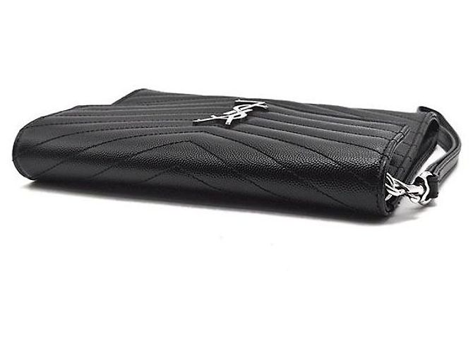 Saint Laurent Clutch con patta Monogram Cassandra Nero - vista 4