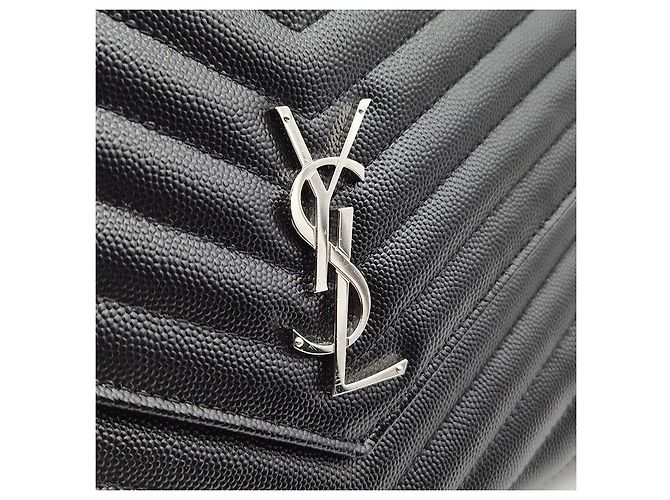 Saint Laurent Clutch con patta Monogram Cassandra Nero - vista 6