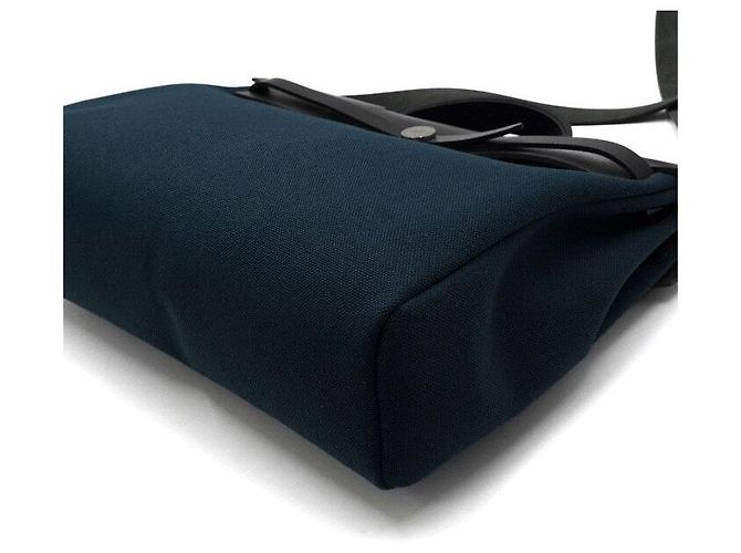 Hermès Borsa Tote e Messenger in tela Blue Ocean Noir con dettagli Hunter Hardware - vista 10