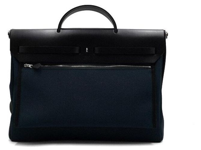 Hermès Borsa Tote e Messenger in tela Blue Ocean Noir con dettagli Hunter Hardware - vista 5