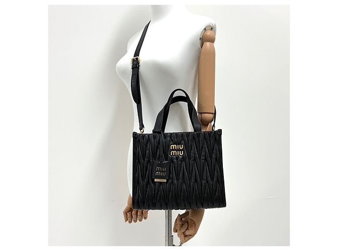 Miu Miu Nappa Tote Bag Schultertasche Schwarz - Ansicht 2