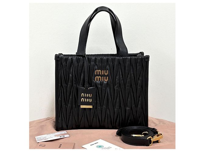 Miu Miu Nappa Tote Bag Schultertasche Schwarz - Ansicht 3