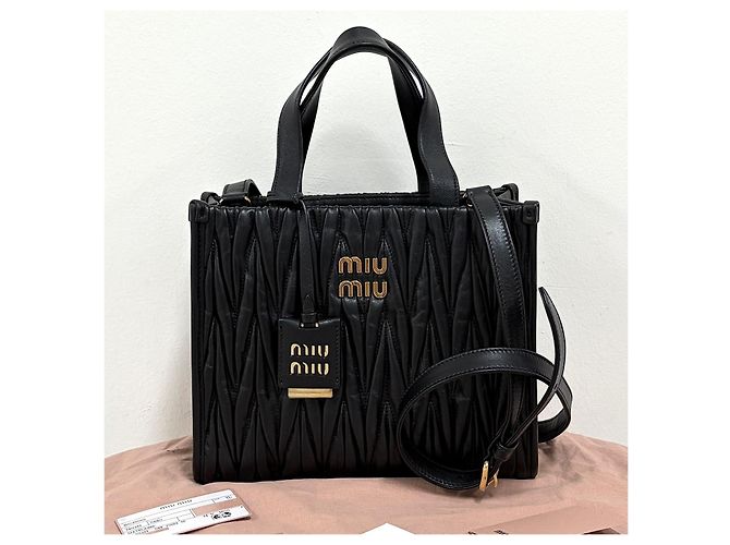 Miu Miu Nappa Tote Bag Schultertasche Schwarz - Ansicht 4