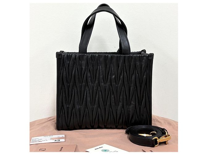 Miu Miu Nappa Tote Bag Schultertasche Schwarz - Ansicht 5