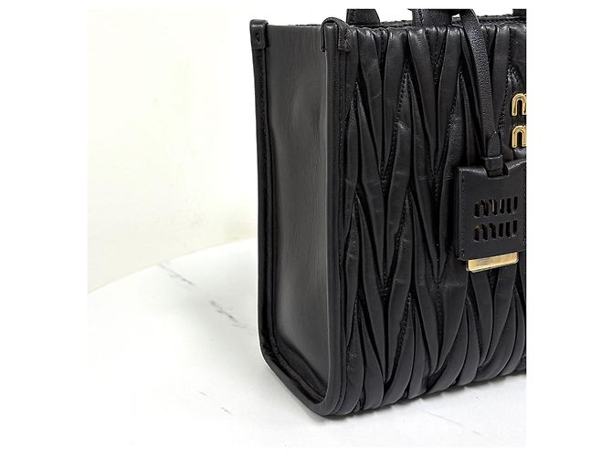 Miu Miu Nappa Tote Bag Schultertasche Schwarz - Ansicht 9