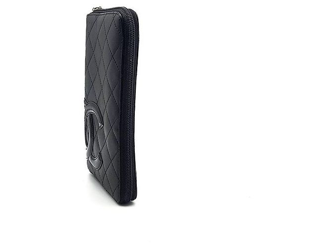 Organizer con zip Chanel Gampo in pelle nera Nero - vista 2