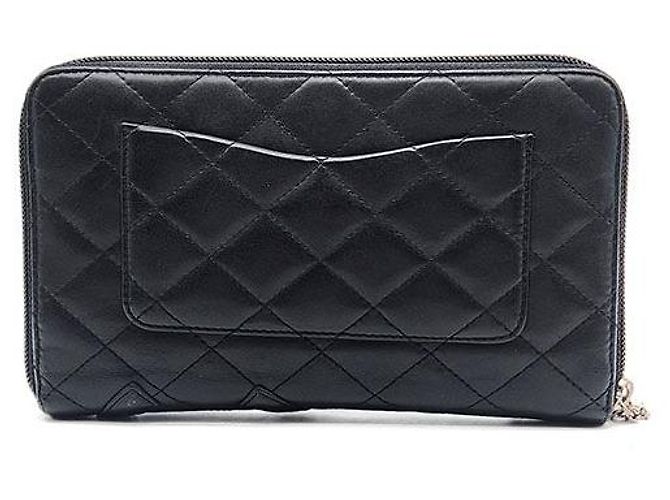 Organizer con zip Chanel Gampo in pelle nera Nero - vista 3