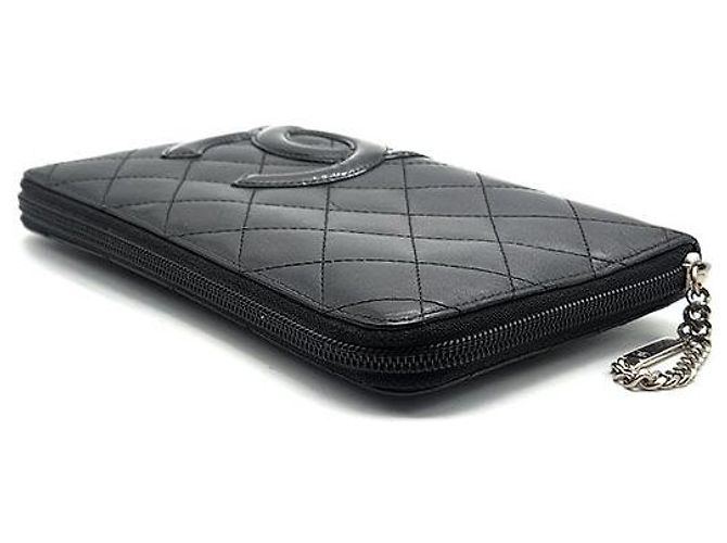 Organizer con zip Chanel Gampo in pelle nera Nero - vista 4
