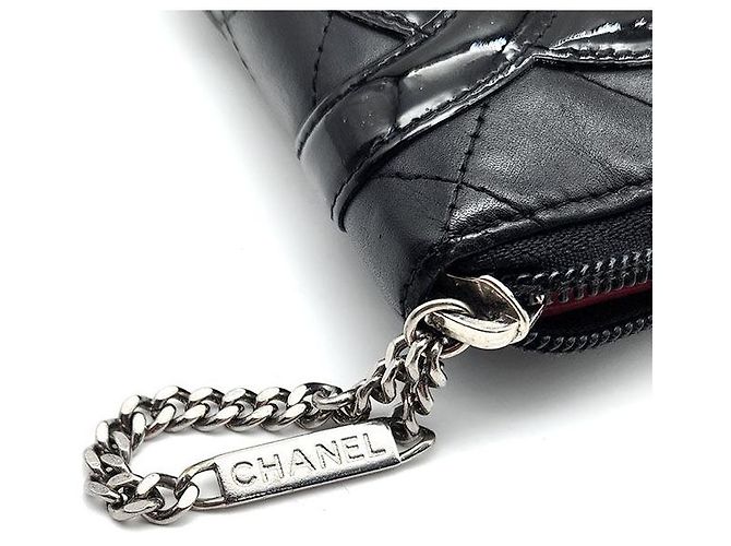 Organizer con zip Chanel Gampo in pelle nera Nero - vista 7