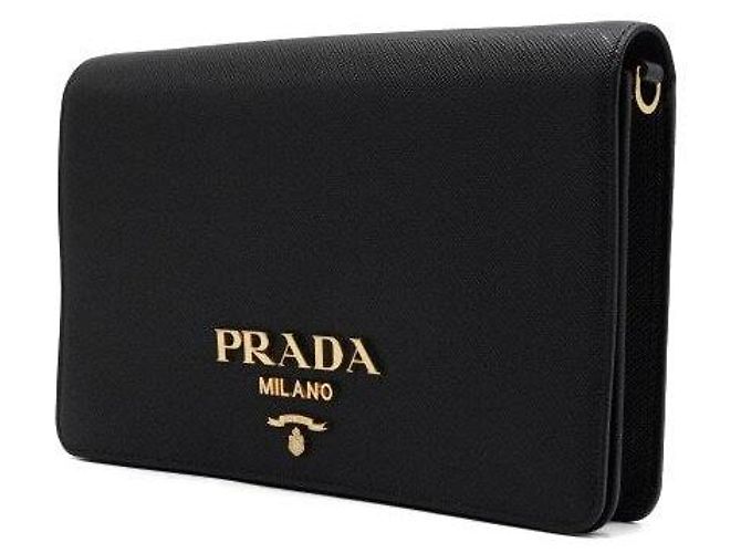 Prada Borsa a tracolla e crossbody con patta in pelle Saffiano Nero - vista 2