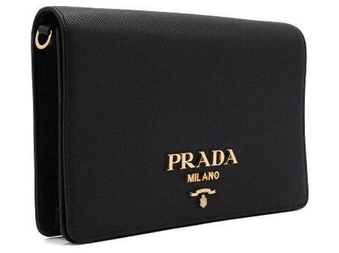 Prada Borsa a tracolla e crossbody con patta in pelle Saffiano Nero - vista 3