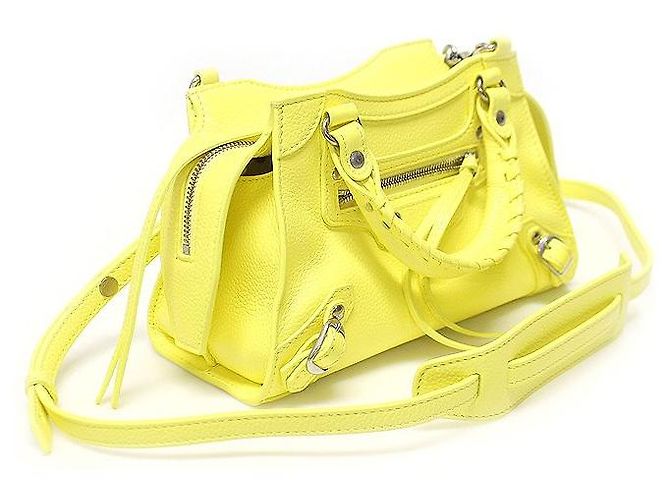 Balenciaga Neo Classic Top Handle Mini City in vitello giallo - vista 2