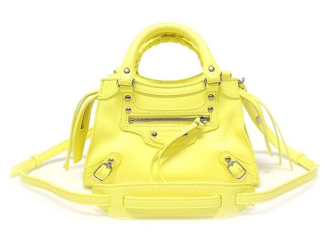 Balenciaga Neo Classic Top Handle Mini City in vitello giallo - vista 6