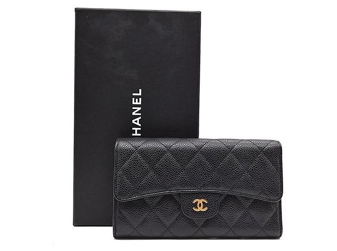 Portafoglio lungo Chanel Caviar in pelle nera Nero - vista 9