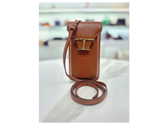 Tod's Zeitloses Leder-Smartphone-Mini-Taschen- und Kartenhalter-Set Braun - Ansicht 10